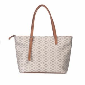 Women Tote Bag PU Leather Shoulder Bag Multiple Pockets Purses Tan NWT